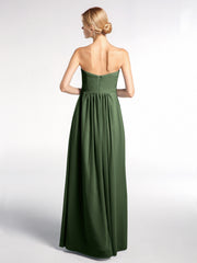 Strapless Chiffon Empire Waist Dress with Pockets-Olive Green Plus Size