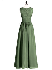 V Neck Chiffon And Lace Dress with Slit Olive Green