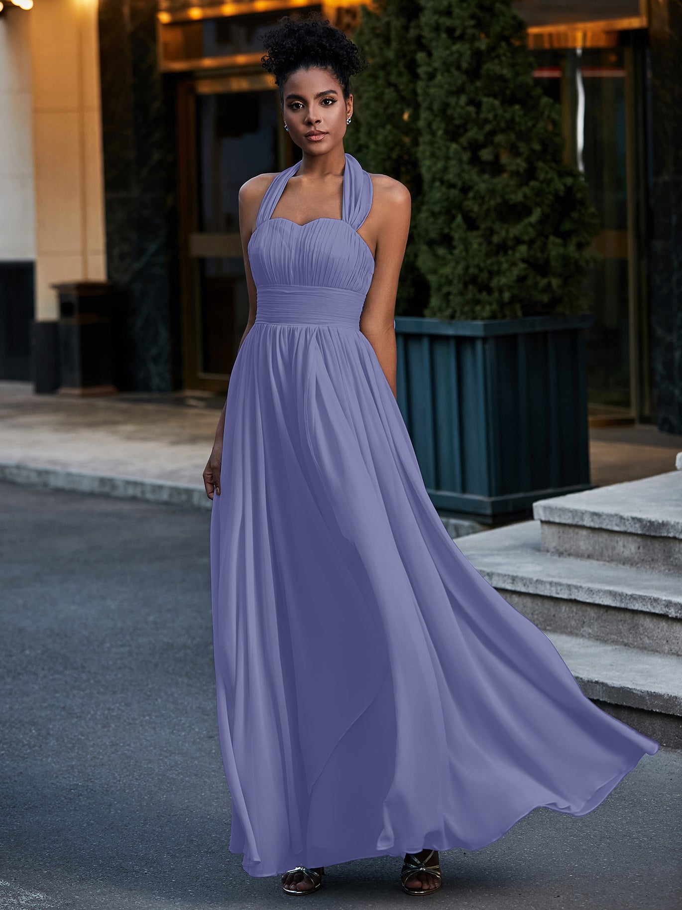 blue dress for baby girl Le Soleil Halter Maxi Dress
