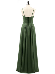 Chiffon Bridesmaid Dresses with Cascade Skirt-Olive Green Plus Size
