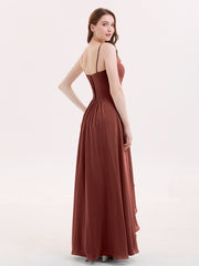 Chiffon Bridesmaid Dresses with Cascade Skirt-Terracotta