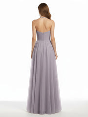 Illusion Neck Corss Waist Tulle Dresses-Dusk
