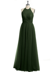 Illusion Neck Corss Waist Tulle Dresses-Olive Green Plus Size