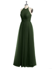 Illusion Neck Corss Waist Tulle Dresses-Olive Green Plus Size