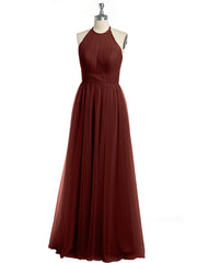 Illusion Neck Corss Waist Tulle Dresses-Terracotta Plus Size
