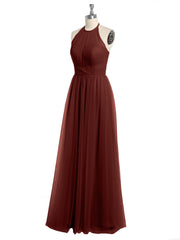 Illusion Neck Corss Waist Tulle Dresses-Terracotta Plus Size