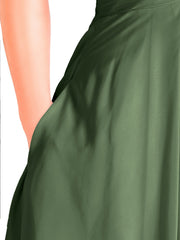 Short Chiffon Bridesmaid Dress with Pocket-Olive Green Plus Size