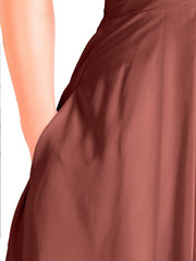 Short Chiffon Bridesmaid Dress with Pocket-Terracotta Plus Size