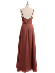 Spaghetti Strap High Low Chiffon Dresses with Bow-Terracotta