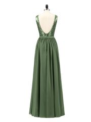 Sequins and Chiffon Dress with Slit-Olive Green Plus Size