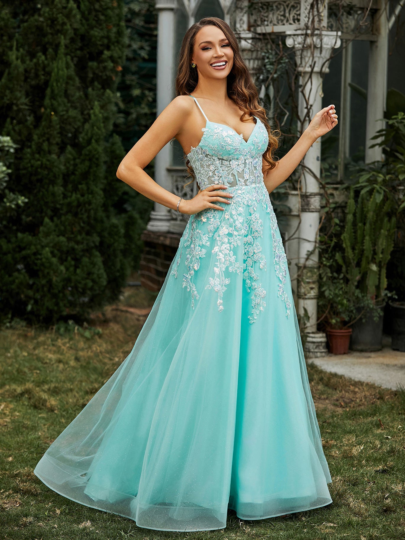 BABARONI BABARONI Tulle Pool Prom Dresses A-line Sweetheart Appliqued Ruched Beaded Sweep/Brush Train, Pool / US0 BABARONI BABARONI Tulle Pool Prom Dresses A-line Sweetheart Appliqued Ruched Beaded Sweep/Brush Train, Pool / US0