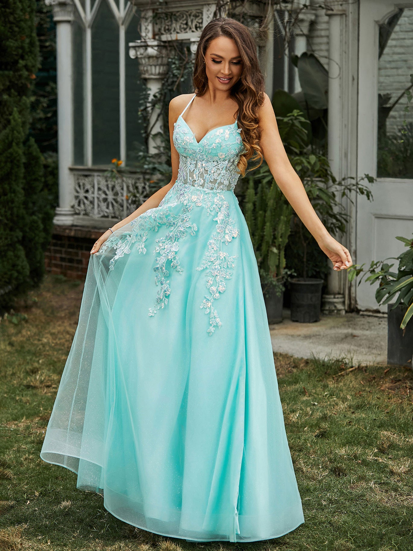 BABARONI BABARONI Tulle Pool Prom Dresses A-line Sweetheart Appliqued Ruched Beaded Sweep/Brush Train, Pool / US0 BABARONI BABARONI Tulle Pool Prom Dresses A-line Sweetheart Appliqued Ruched Beaded Sweep/Brush Train, Pool / US0