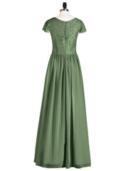 Long Bridesmaid Dresses with Cap Sleeves Olive Green Plus Size