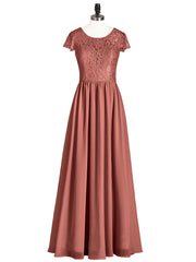 Long Bridesmaid Dresses with Cap Sleeves Terracotta