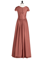 Long Bridesmaid Dresses with Cap Sleeves Terracotta