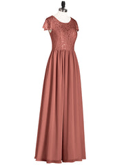Long Bridesmaid Dresses with Cap Sleeves Terracotta
