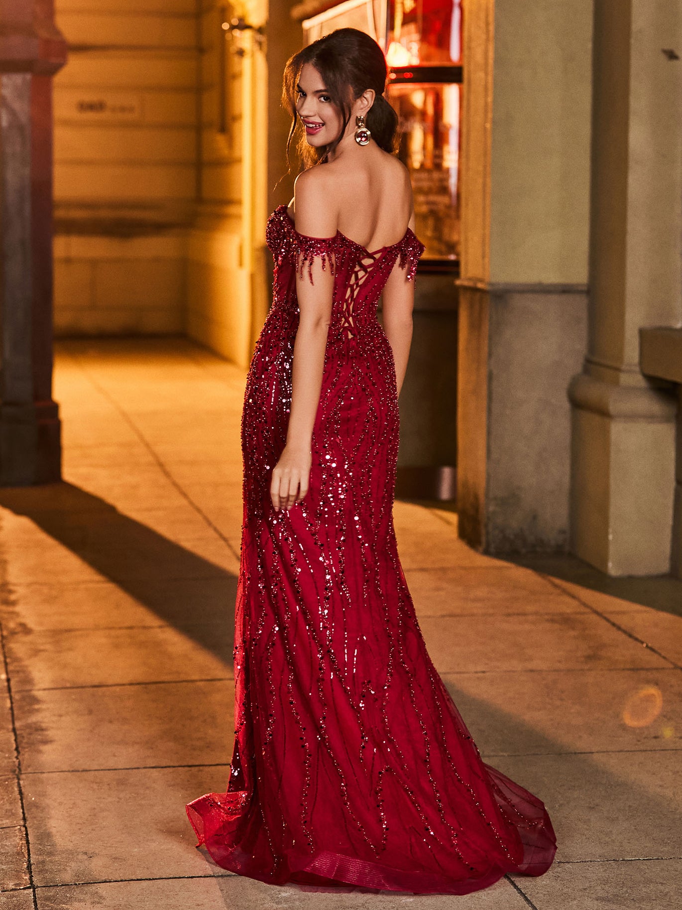 white christmas dresses BABARONI BABARONI Lace Black Prom Dresses Trumpet/Mermaid Off-The-Shoulder Sequins with Slit Beaded Tassel, Black / US0
