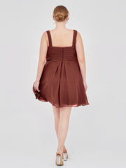 V Neck Chiffon Short Dress for Bridesmaids Terracotta Plus Size