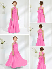 A-line Halter Neckline Sleeveless Junior Bridesmaid Dresses Azalea