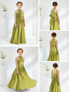 A-line Halter Neckline Sleeveless Junior Bridesmaid Dresses Clover