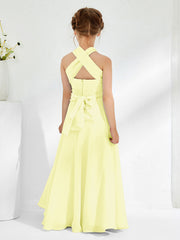 A-line Halter Neckline Sleeveless Junior Bridesmaid Dresses Daffodil