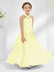 A-line Halter Neckline Sleeveless Junior Bridesmaid Dresses Daffodil