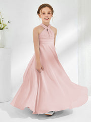 A-line Halter Neckline Sleeveless Junior Bridesmaid Dresses Dusty Rose