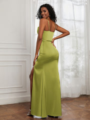 Square Sheath Floor-length Dress With Belt Clover