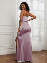 Square Sheath Floor-length Dress With Belt Dusk