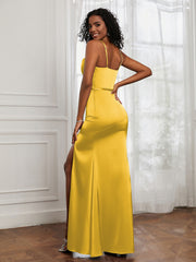 Square Sheath Floor-length Dress With Belt Marigold Plus Size