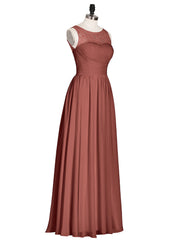 Illusion Neck Chiffon and Lace Long Dresses-Terracotta Plus Size