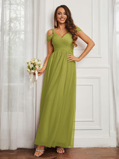 Cap Sleeve Tulle Ruched Floor-length Dress Clover Plus Size