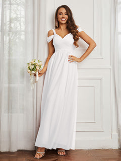 Cap Sleeve Tulle Ruched Floor-length Dress Ivory Plus Size