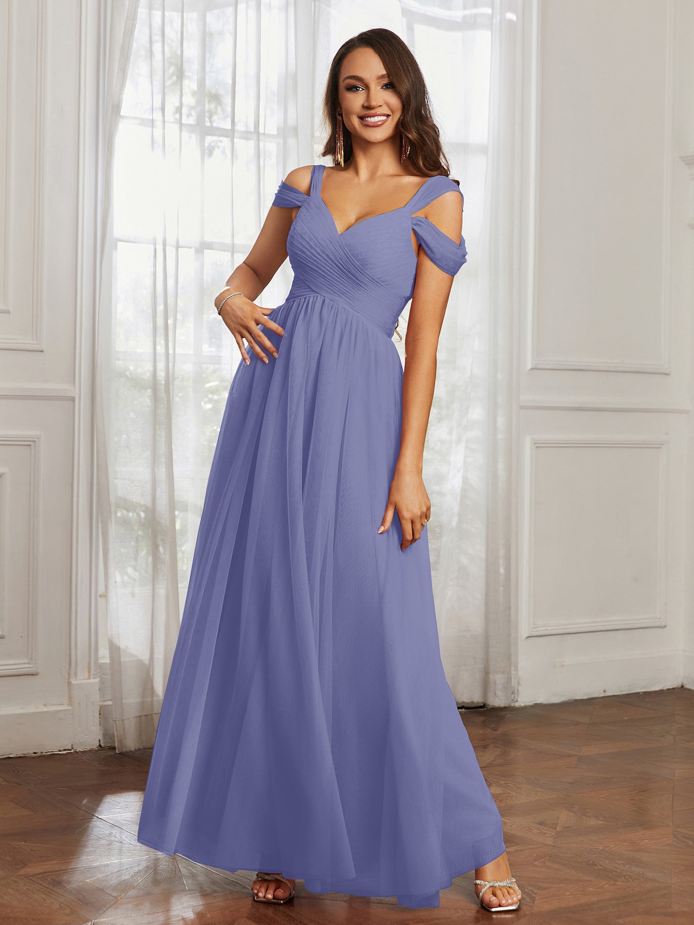 periwinkle purple bridesmaid dresses Modest Mormon Periwinkle Satin Bridesmaid Dresses Long Sleeves