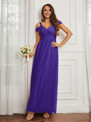 Cap Sleeve Tulle Ruched Floor-length Dress Regency