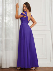 Cap Sleeve Tulle Ruched Floor-length Dress Regency Plus Size