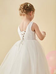 Sleeveless Lace-up Ball Gown Flower Girl Dress