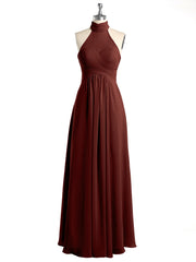 Illison High Neck Cross Bust Chiffon Dresses-Terracotta Plus Size