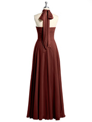 Illison High Neck Cross Bust Chiffon Dresses-Terracotta Plus Size