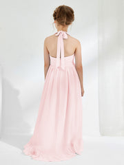 Asymmetrical A-line Junior Bridesmaid Dresses with Flower Blushing Pink
