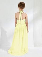Asymmetrical A-line Junior Bridesmaid Dresses with Flower Daffodil