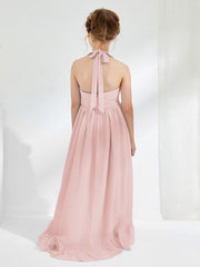 Asymmetrical A-line Junior Bridesmaid Dresses with Flower Dusty Rose