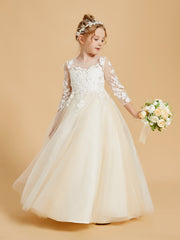 Elegant Long Sleeve Flower Girl Dresses with Applique Detail