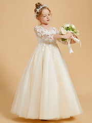 Elegant Long Sleeve Flower Girl Dresses with Applique Detail