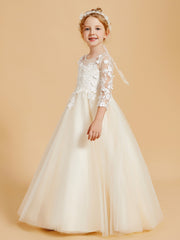 Elegant Long Sleeve Flower Girl Dresses with Applique Detail