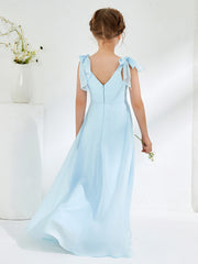 Sleeveless V-neck A-line Junior Bridesmaid Dresses Sky Blue