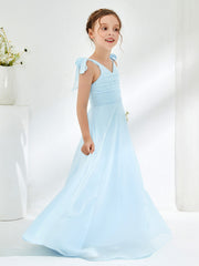 Sleeveless V-neck A-line Junior Bridesmaid Dresses Sky Blue