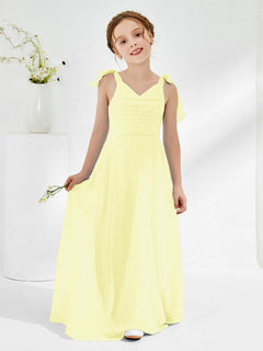 Sleeveless V-neck A-line Junior Bridesmaid Dresses Daffodil