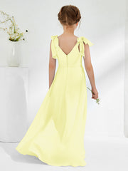 Sleeveless V-neck A-line Junior Bridesmaid Dresses Daffodil