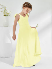 Sleeveless V-neck A-line Junior Bridesmaid Dresses Daffodil